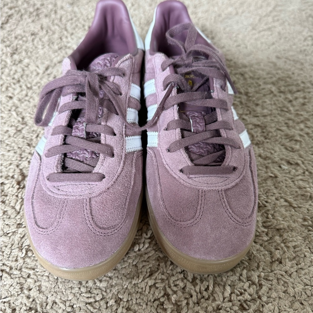 adidas GazelleWomen’s Suede Athletic Sneakers in Dusty Mauve with White Stripes